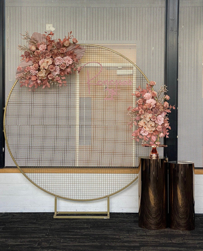 Silk Pink Floral with Pink Fans Spray Photo - 1