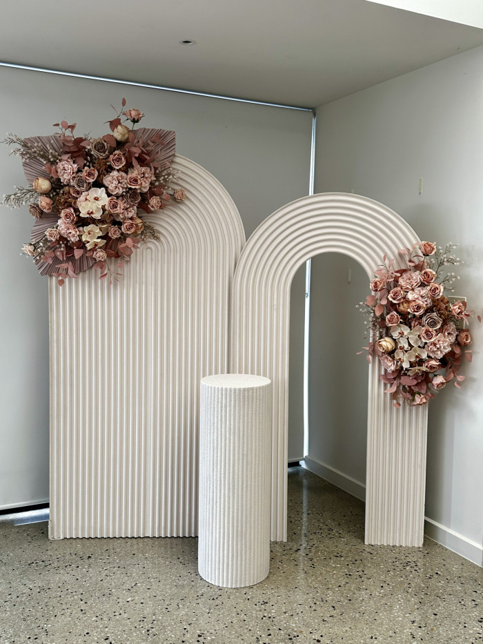 Silk Pink Floral with Pink Fans Spray Photo - 2