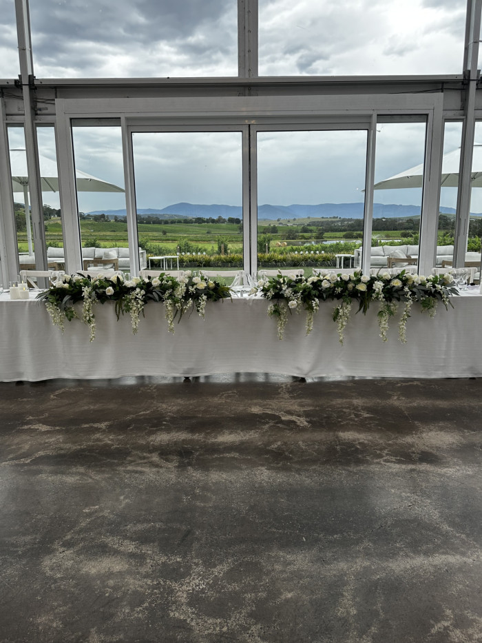 Large Silk White Floral & Foliage Table Runner Photo - 2