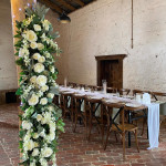 Large Silk White Floral & Foliage Table Runner Photo - 6