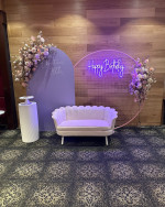 Wooden Purple Arch Backdrop Photo - 1