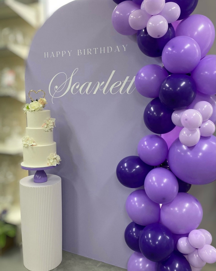 Wooden Purple Arch Backdrop Photo - 2